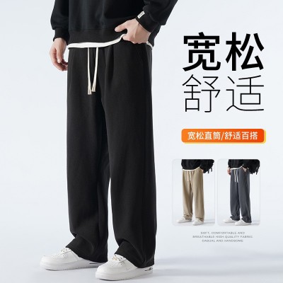 冬季双面奥粒绒加绒加厚男士长裤运动休闲加绒裤男澳粒绒宽松卫裤图4