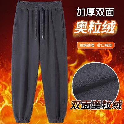 冬季新款双面奥粒绒休闲裤加厚加绒宽松束脚卫裤男大量现货图2