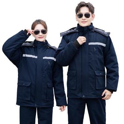 冬季工作服棉衣男加绒加厚防寒保暖汽车维修厂定制劳保服工程棉袄图5