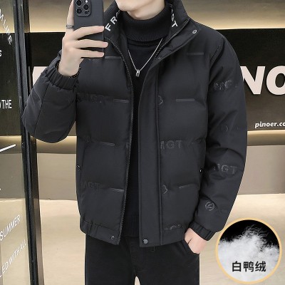 男士羽绒服新款冬季潮牌帅气加厚立领冬装休闲白鸭绒外套男装图2