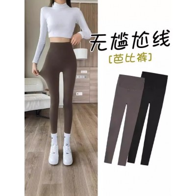 黑金芭比提臀鲨鱼裤女秋冬加绒无尴尬线高腰紧身收腹瑜伽打底裤子图5