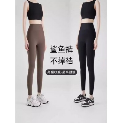 黑金芭比提臀鲨鱼裤女秋冬加绒无尴尬线高腰紧身收腹瑜伽打底裤子图3