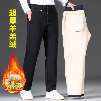 男士加绒裤子羊羔绒男裤加厚运动裤冬季卫裤爸爸棉裤外穿保暖裤86图3