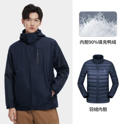 秋冬新款羽绒三合一可拆卸情侣款冲锋衣防风防水保暖耐磨外套图5
