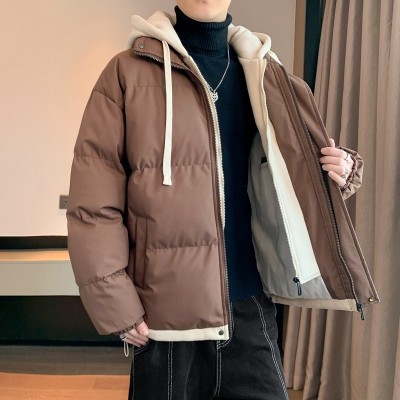 2024新款秋冬加厚潮牌 男士棉衣外套宽松韩版 保暖假两件棉袄棉服图2
