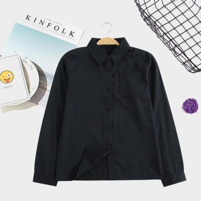日本JK制服长袖白衬衫 日系校服 长袖尖领方领角襟 不透图3