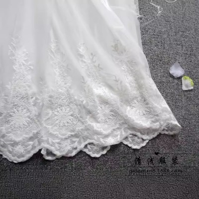 加长款绣花蕾丝连衣裙莫代尔拼接打底网纱吊带背心裙度假内搭长裙图3