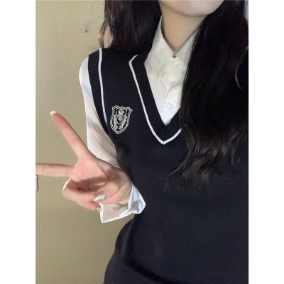 学院风JK连衣裙女春秋2024新款修身显瘦纯欲内搭打底裙美式包臀裙图4