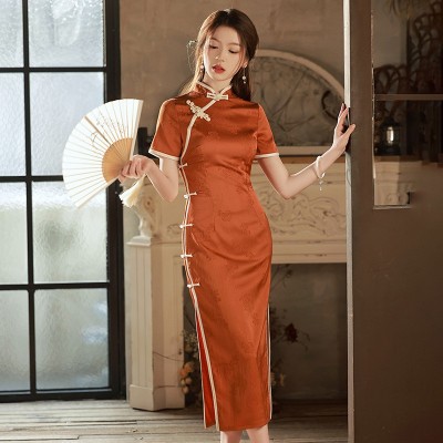 春夏季改良旗袍中国风年轻少女气质高端2023年新款醋酸缎连衣裙女图3