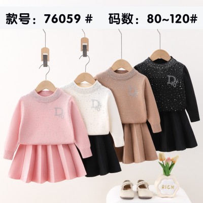 童装女童裙子套装毛衣针织打底衫加厚秋冬套头衫保暖衣纯工厂批发图2