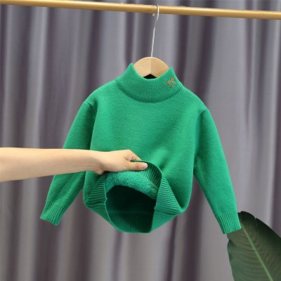 儿童毛衣男童一体绒加厚韩版套头衫小女童可爱卡通打底衫一件代发图5