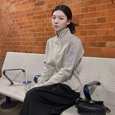 鸟家抓绒衣男女同款 秋冬加绒立领外套打底针织开衫情侣运动夹克图2