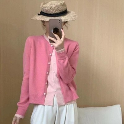 诗曼儿~韩系糖果色拼接假两件新款显瘦小众针织毛衣开衫女潮秋季图3