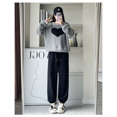 摇粒绒加厚休闲裤女秋冬新款女裤加绒加厚束脚哈伦萝卜裤子女图4