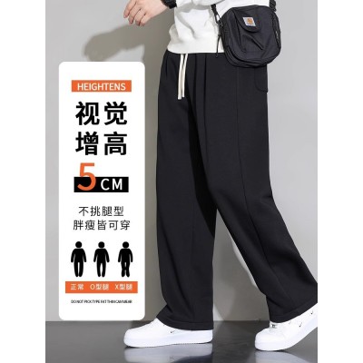 NASA秋冬季阔腿裤子男士加绒直筒宽松运动休闲长裤子男款卫裤新款图2