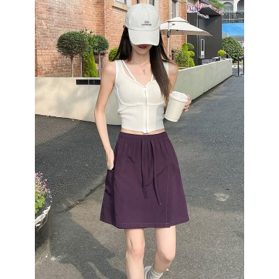 工装裙裤女夏季半身裙子百搭时尚设计感防走光短裙图2